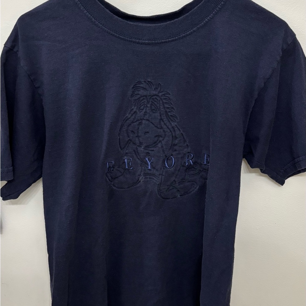 Vintage Disney Store Eeyore Embroidered Navy Blue Shirt